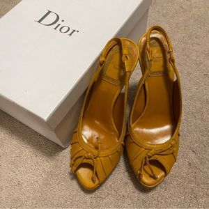 Authentic Dior Tan Leather Slingback Heels